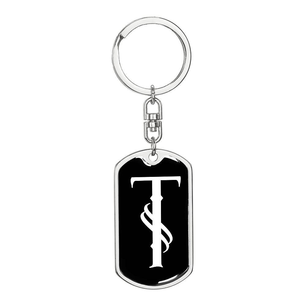 Initial T v001-13 - Luxury Dog Tag Keychain