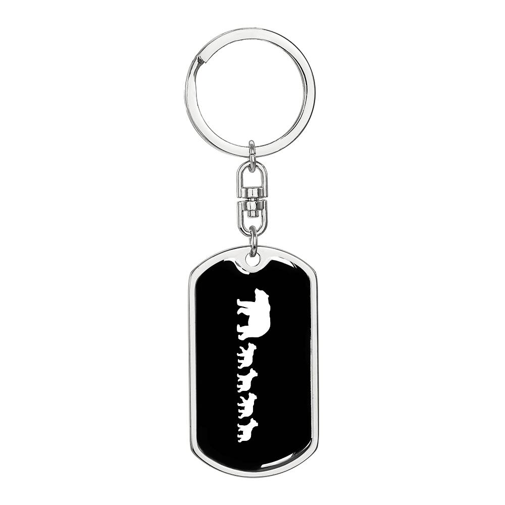 Mama Bear With 4 Cubs v3 - Luxury Dog Tag Keychain