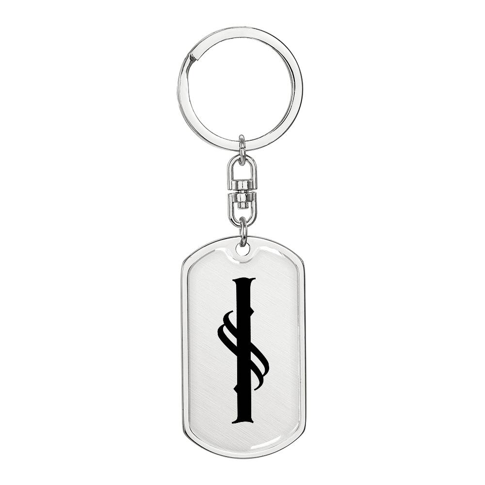 Initial I v001-11 - Luxury Dog Tag Keychain