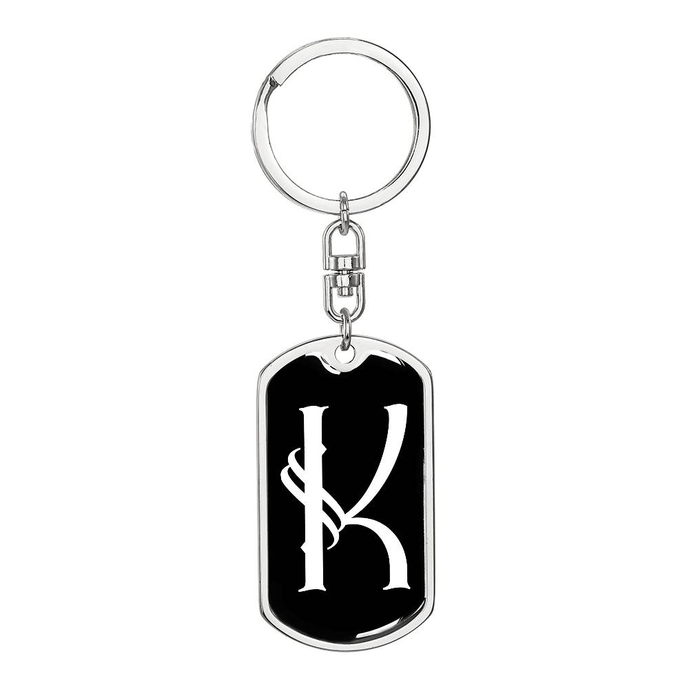 Initial K v001-13 - Luxury Dog Tag Keychain