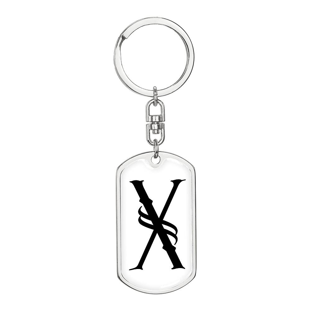 Initial X v001-14 - Luxury Dog Tag Keychain