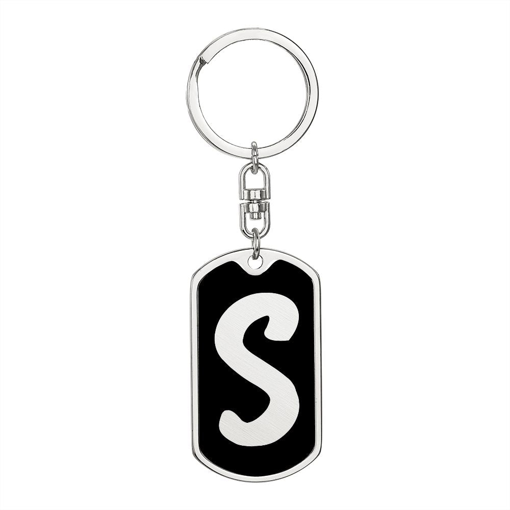Initial S v2b - Luxury Dog Tag Keychain