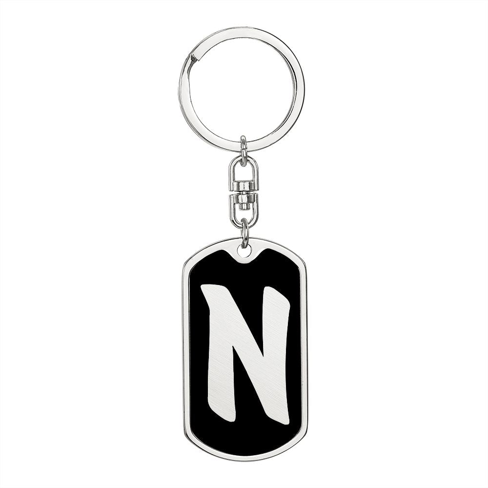 Initial N v2b - Luxury Dog Tag Keychain
