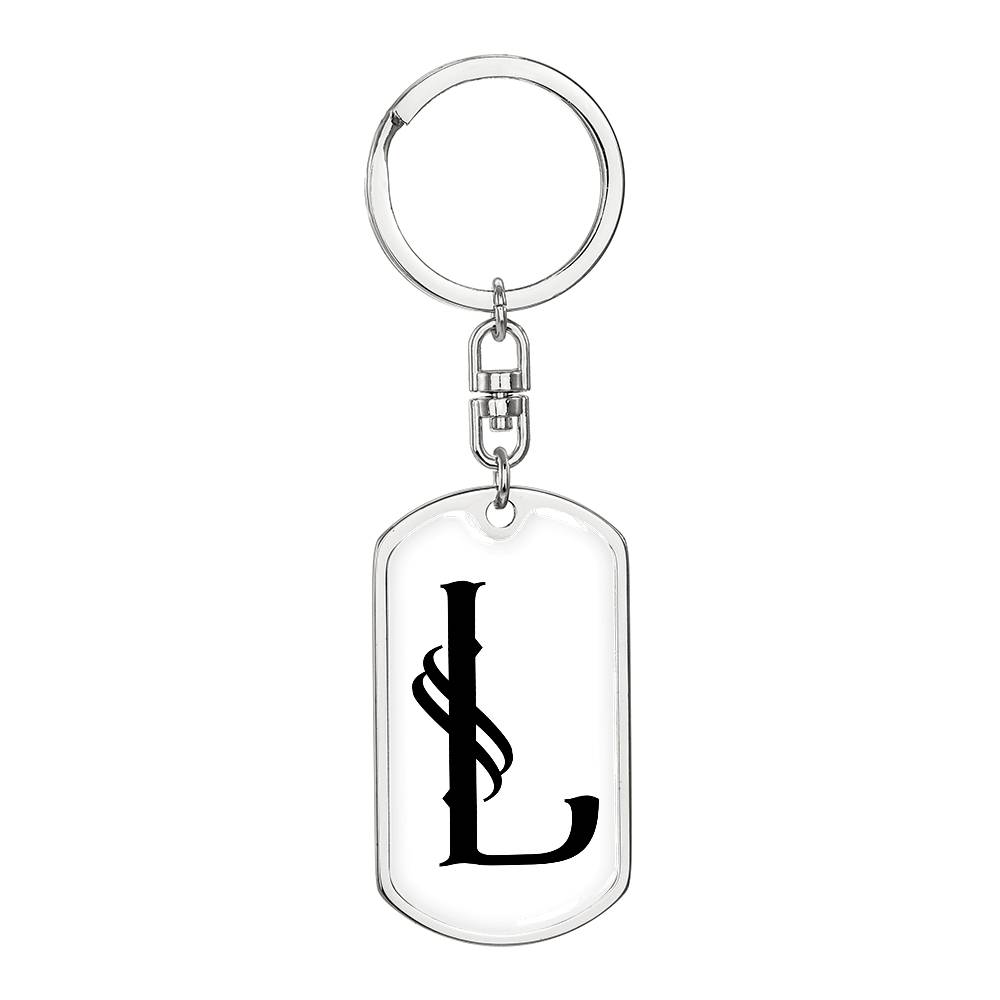 Initial L v001-14 - Luxury Dog Tag Keychain