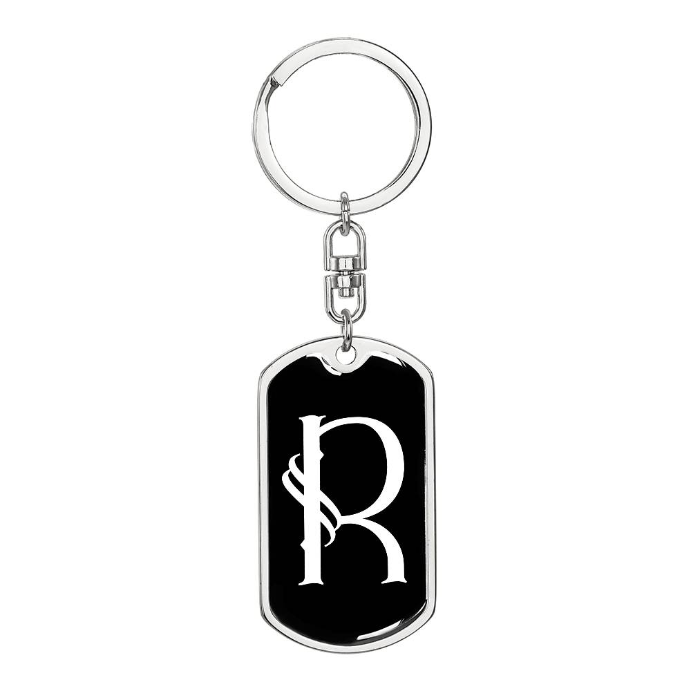 Initial R v001-13 - Luxury Dog Tag Keychain
