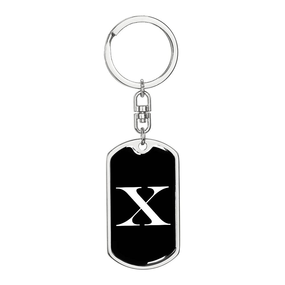 Initial X v3a - Luxury Dog Tag Keychain