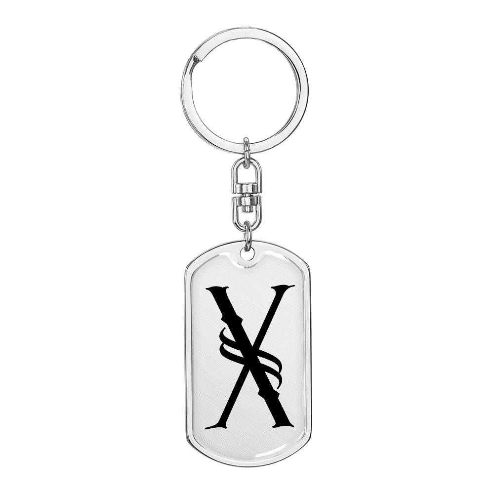 Initial X v001-11 - Luxury Dog Tag Keychain