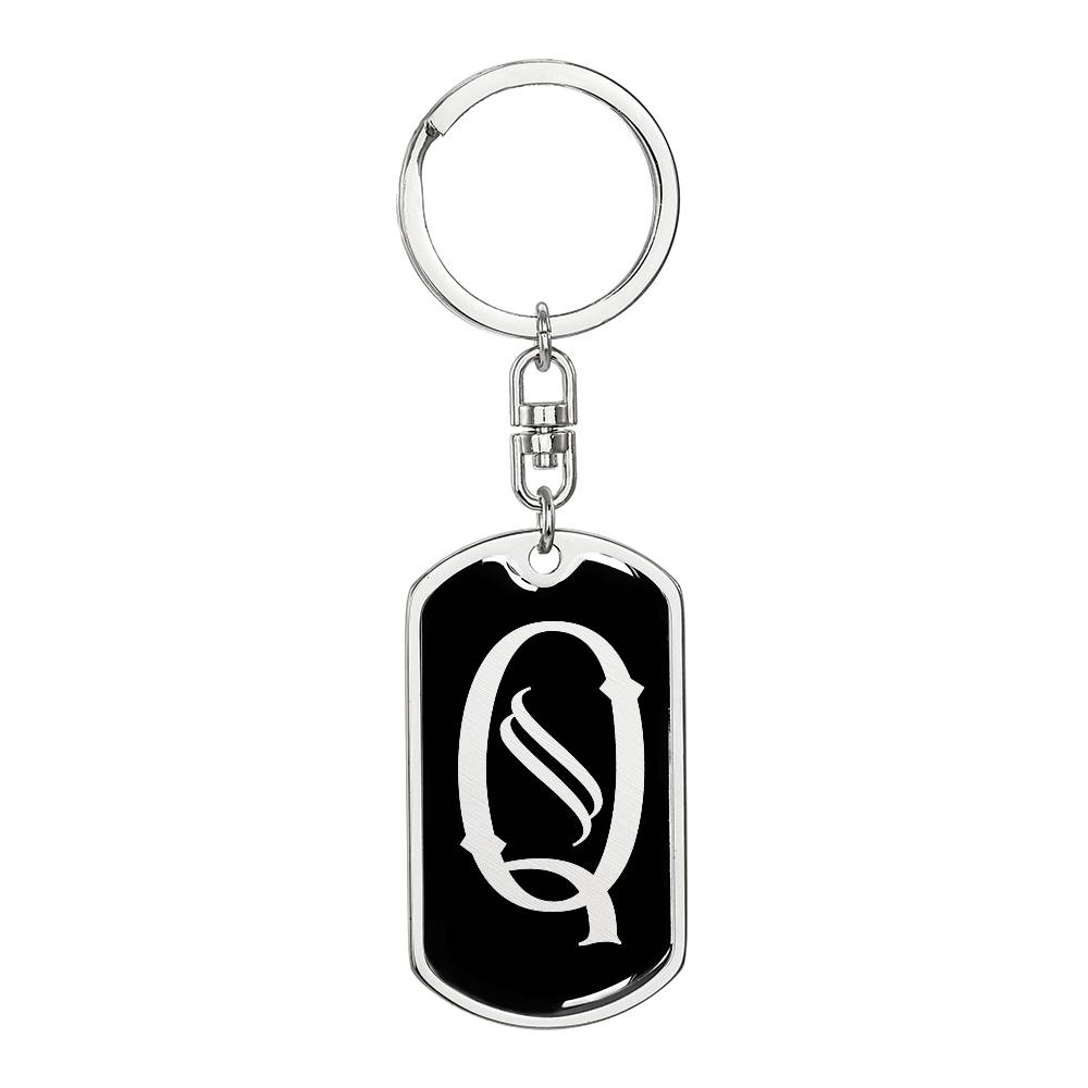 Initial Q v001-12 - Luxury Dog Tag Keychain