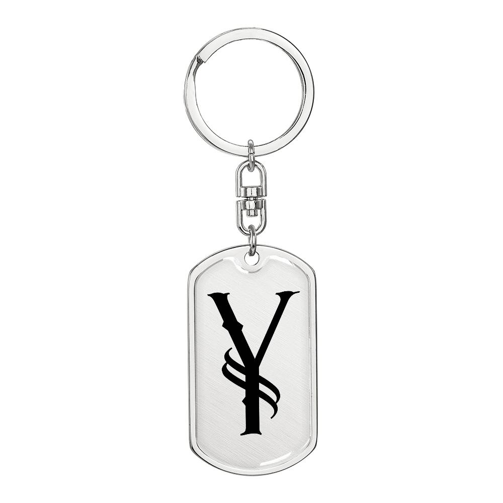 Initial Y v001-11 - Luxury Dog Tag Keychain