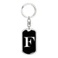 Initial F v3a - Luxury Dog Tag Keychain