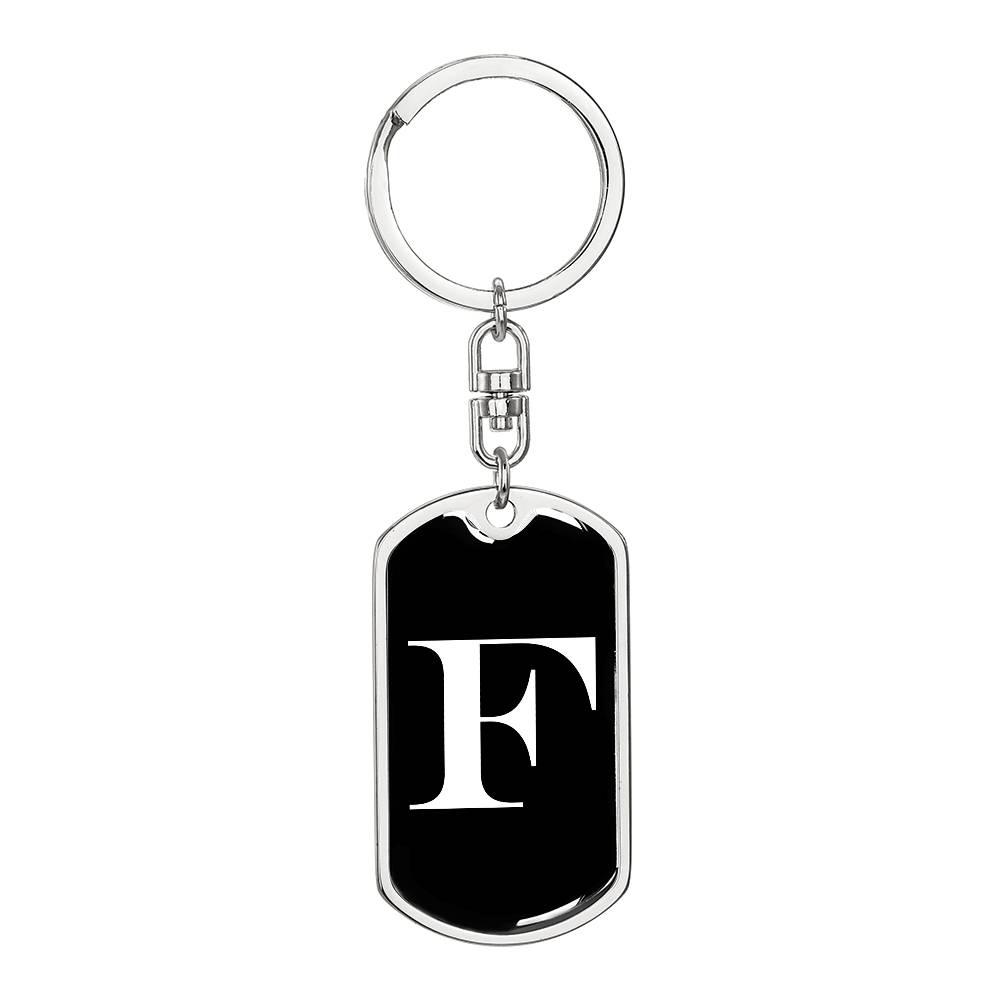 Initial F v3a - Luxury Dog Tag Keychain