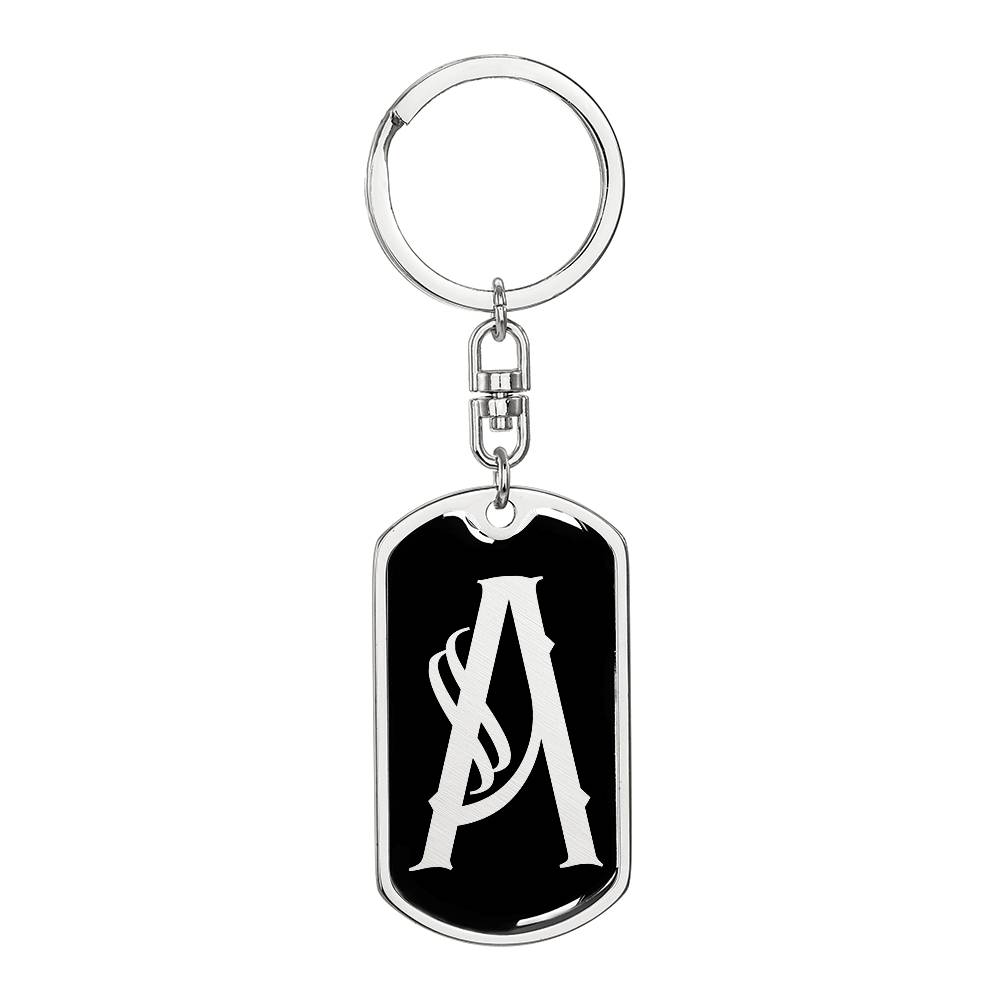 Initial A v001-12 - Luxury Dog Tag Keychain