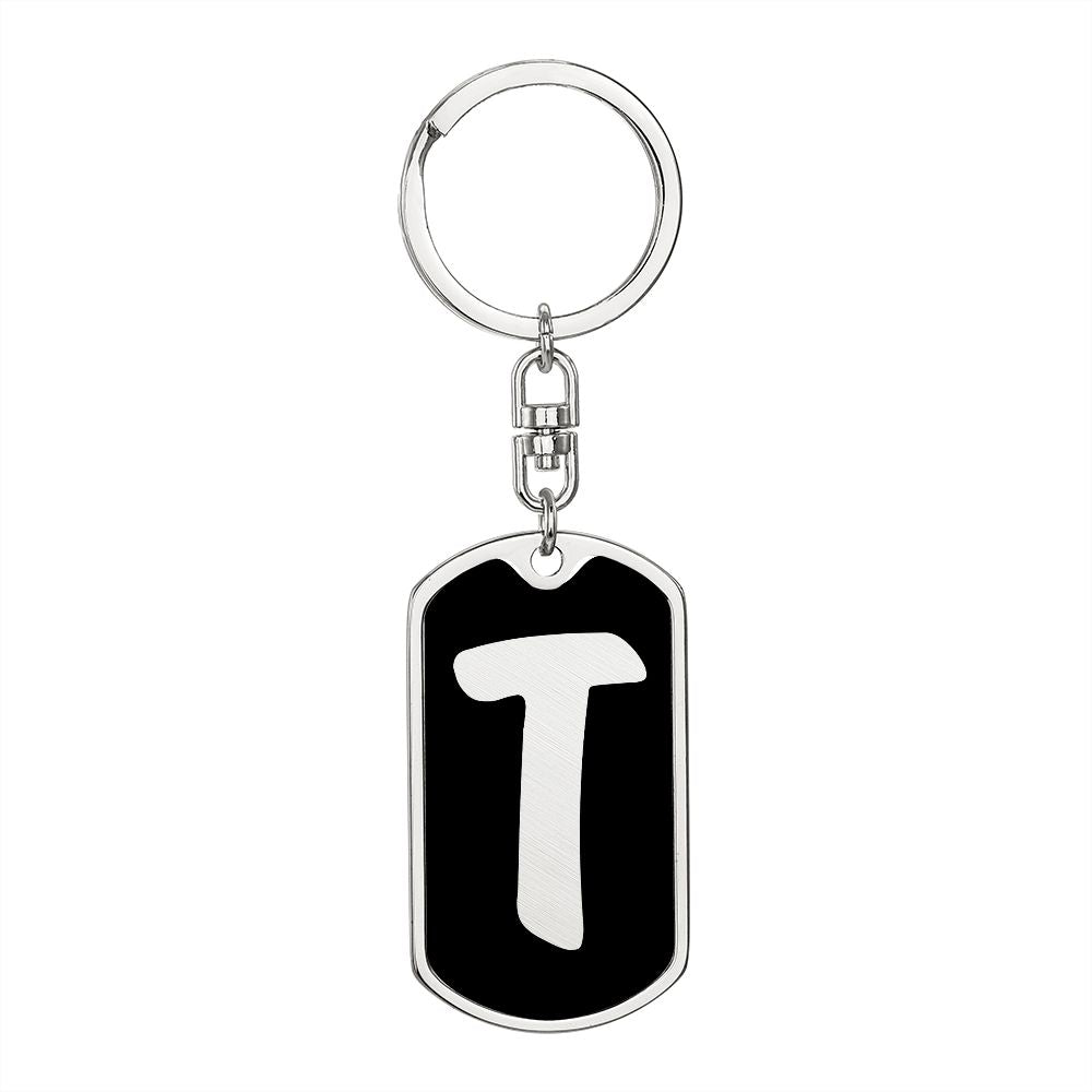 Initial T v2b - Luxury Dog Tag Keychain
