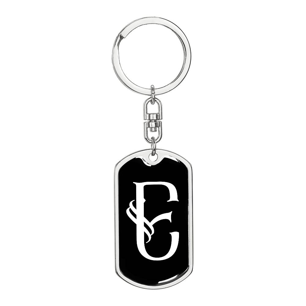 Initial E v001-13 - Luxury Dog Tag Keychain