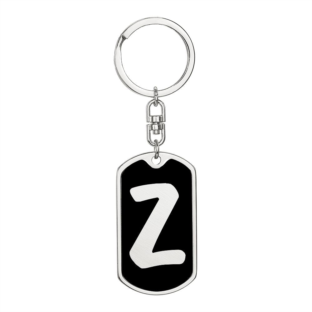Initial Z v2b - Luxury Dog Tag Keychain