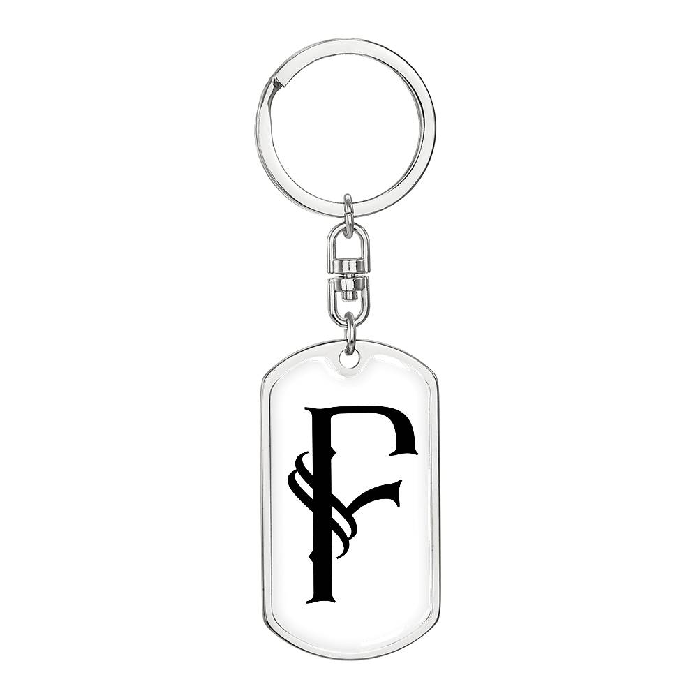 Initial F v001-14 - Luxury Dog Tag Keychain