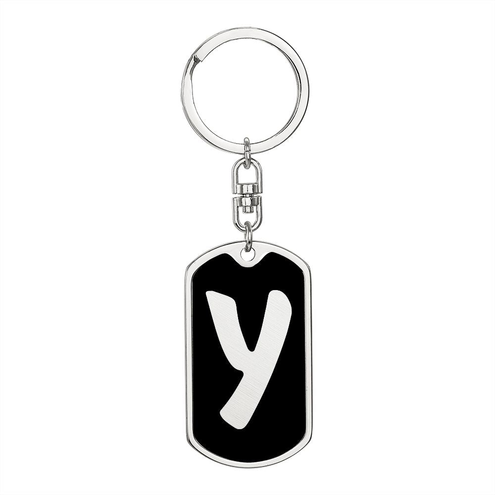 Initial Y v2b - Luxury Dog Tag Keychain