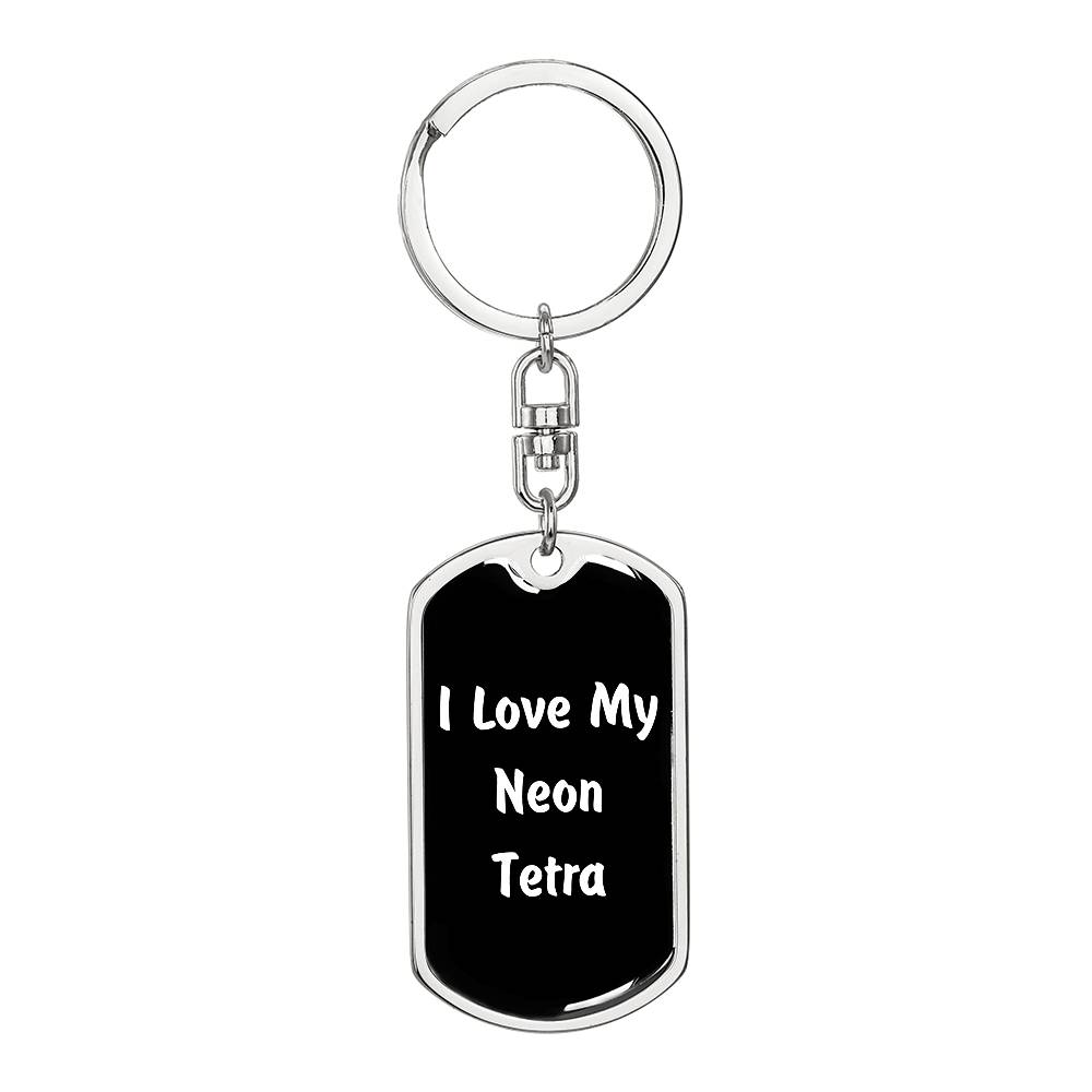 Love My Neon Tetra v3 - Luxury Dog Tag Keychain