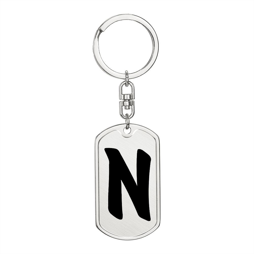 Initial N v1b - Luxury Dog Tag Keychain