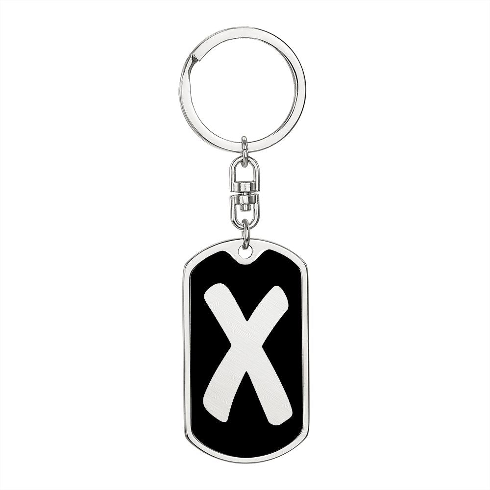 Initial X v2b - Luxury Dog Tag Keychain