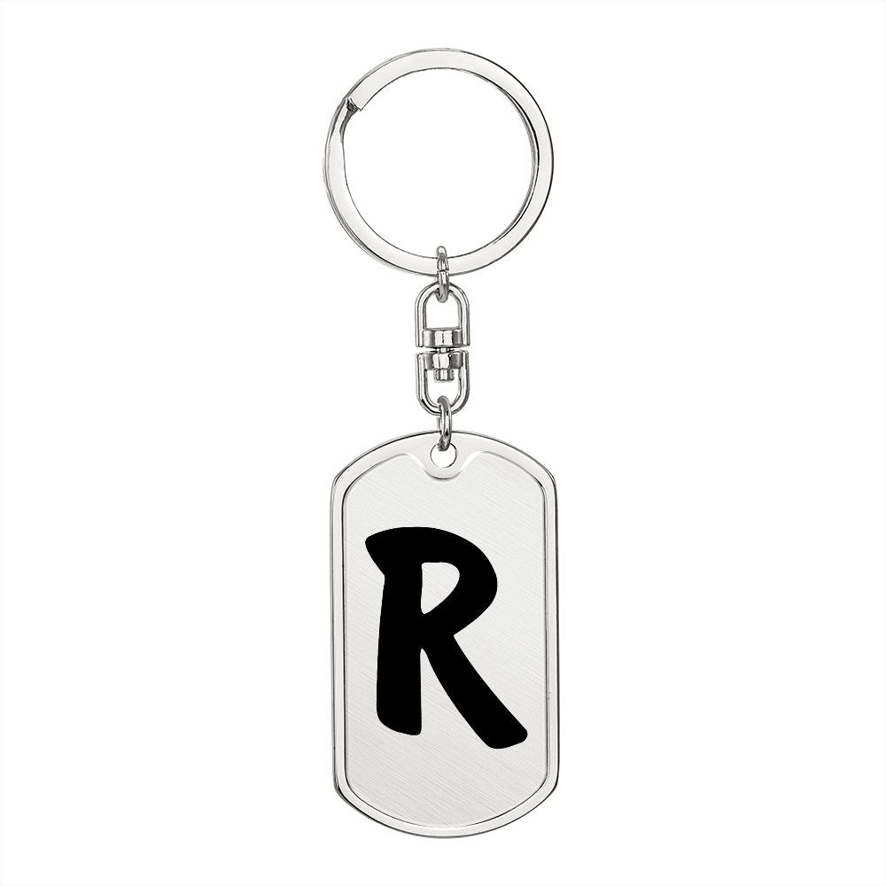 Initial R v1b - Luxury Dog Tag Keychain