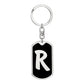 Initial R v2b - Luxury Dog Tag Keychain