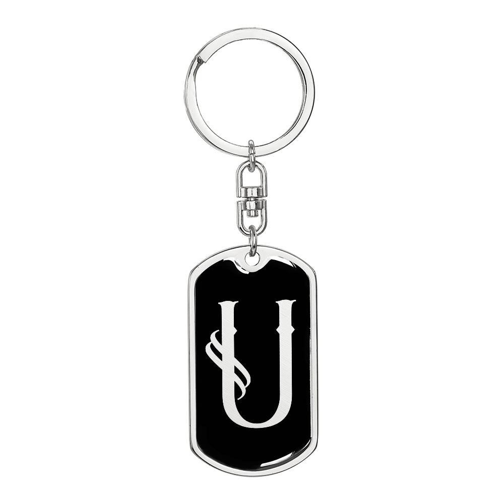 Initial U v001-12 - Luxury Dog Tag Keychain