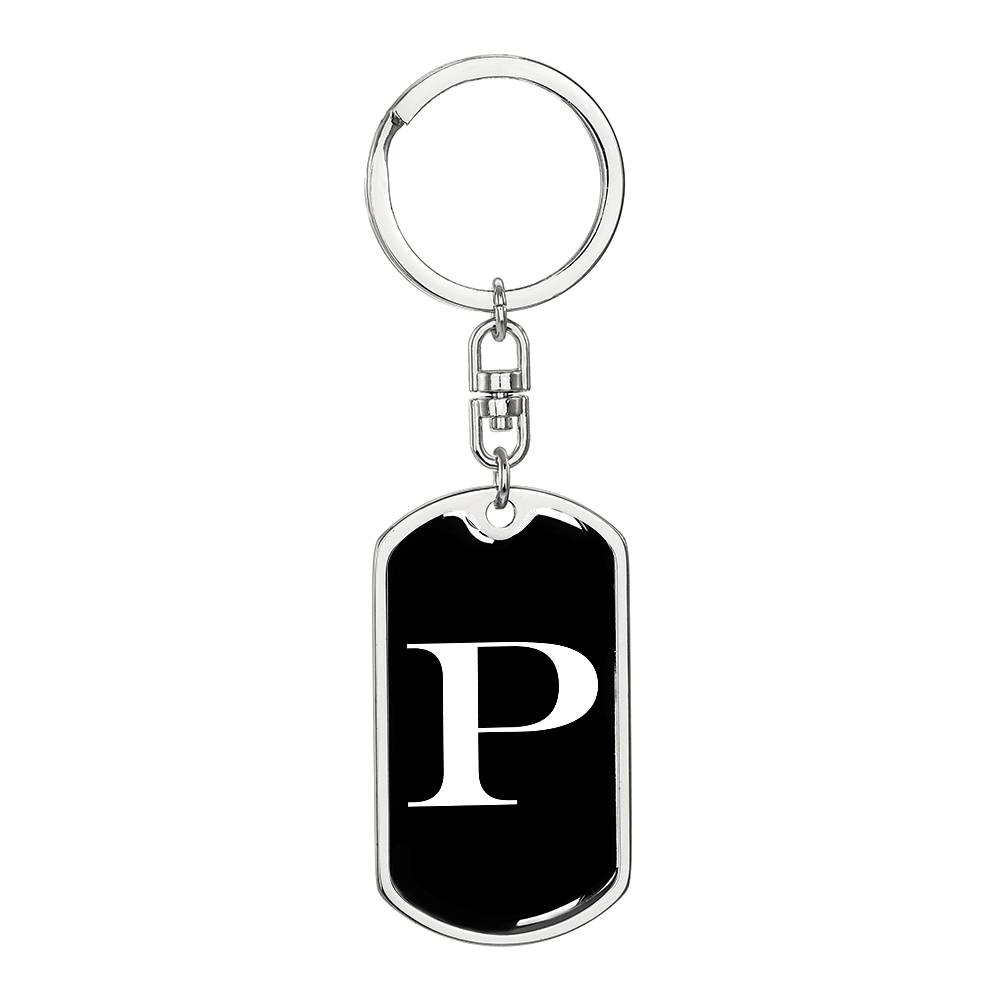 Initial P v3a - Luxury Dog Tag Keychain