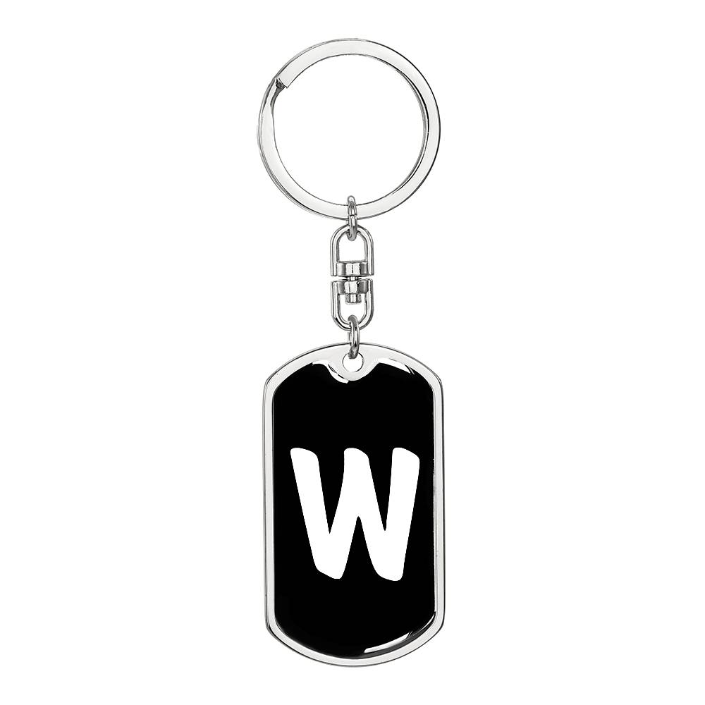 Initial W v3b - Luxury Dog Tag Keychain