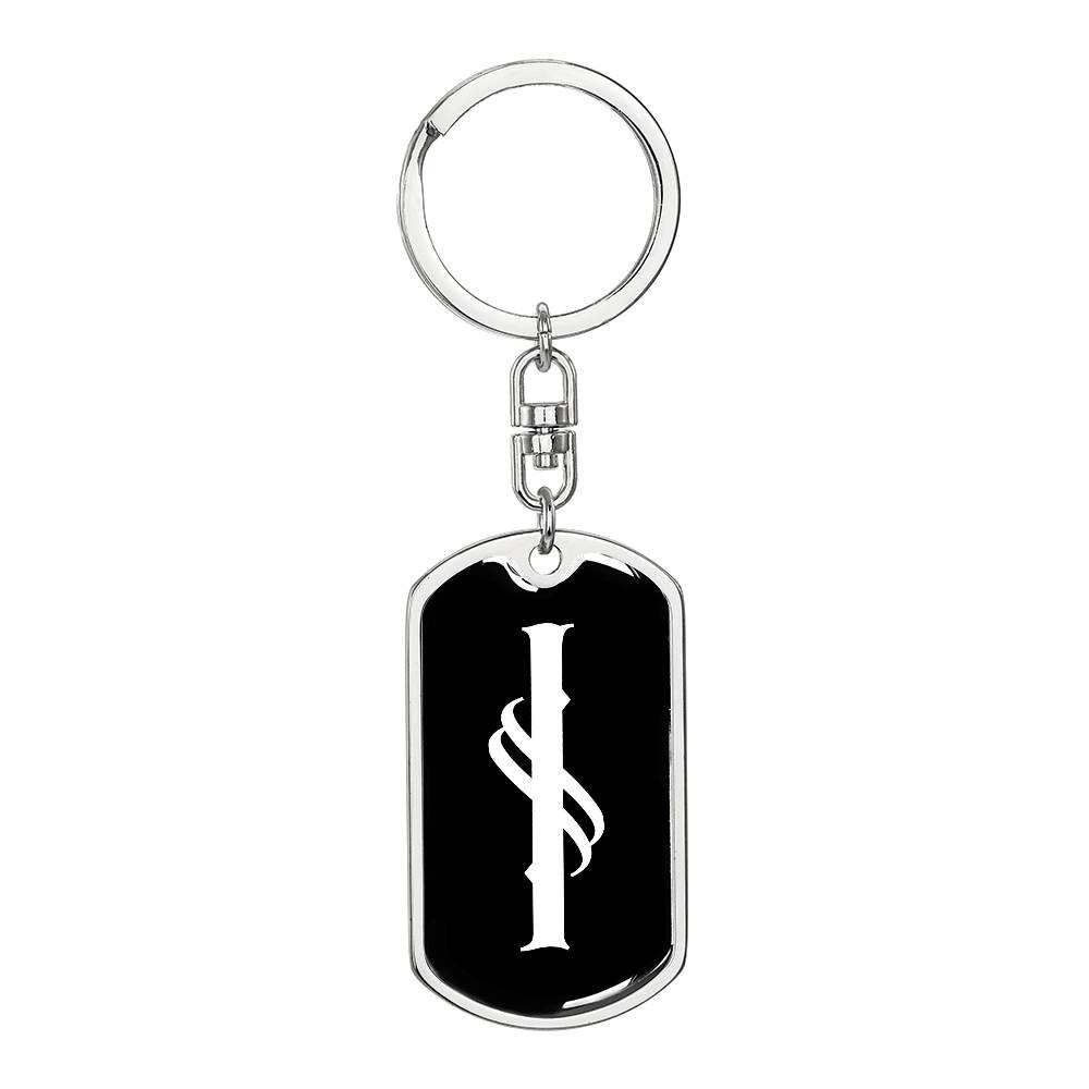 Initial I v001-13 - Luxury Dog Tag Keychain