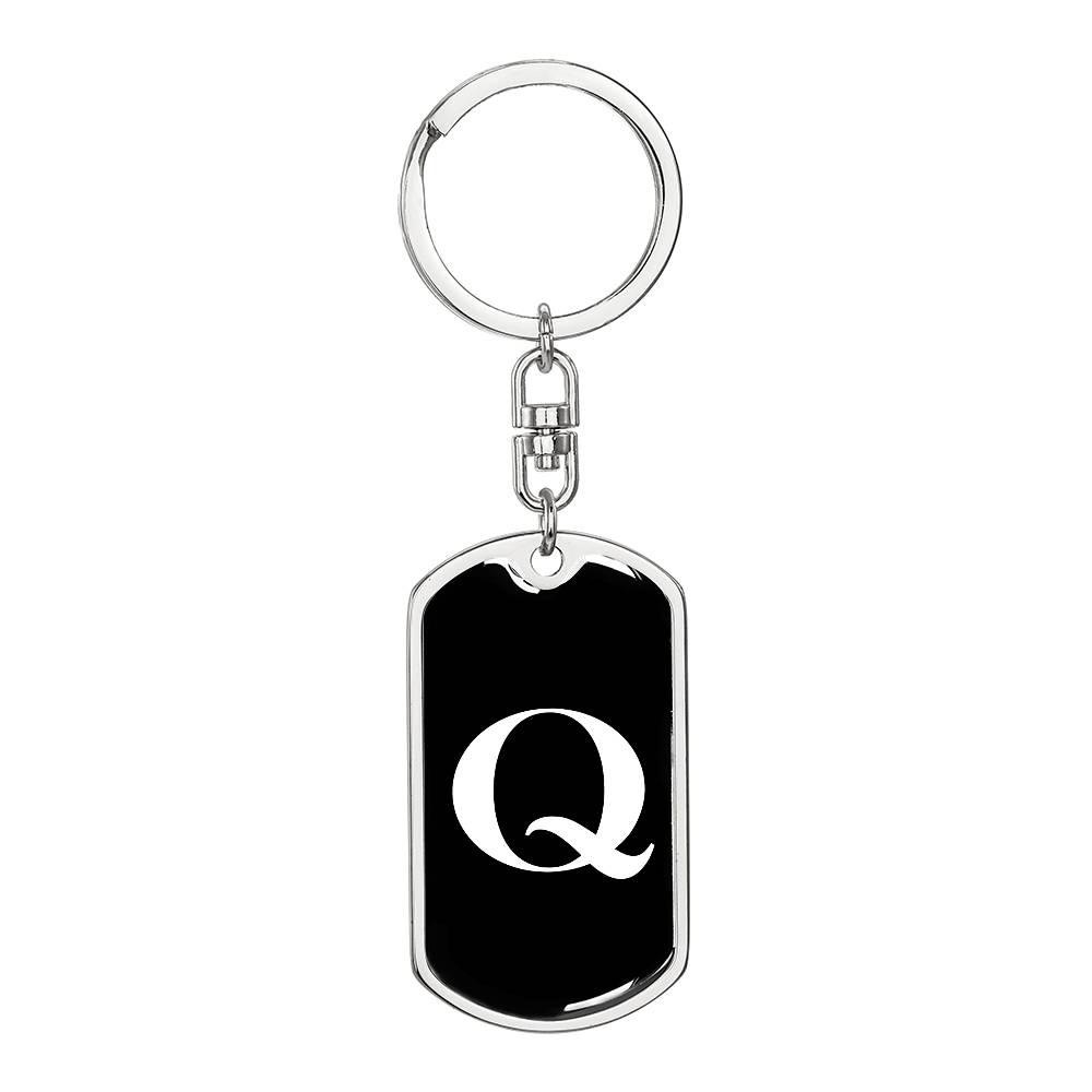Initial Q v3a - Luxury Dog Tag Keychain