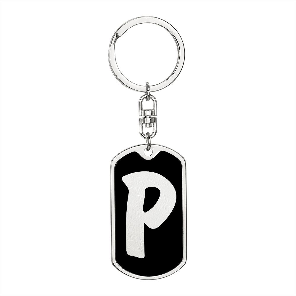 Initial P v2b - Luxury Dog Tag Keychain