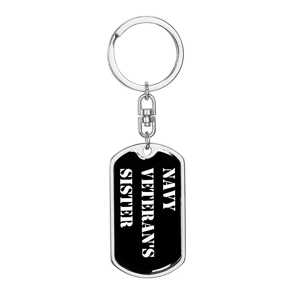 Navy Veteran's Sister v3 - Luxury Dog Tag Keychain