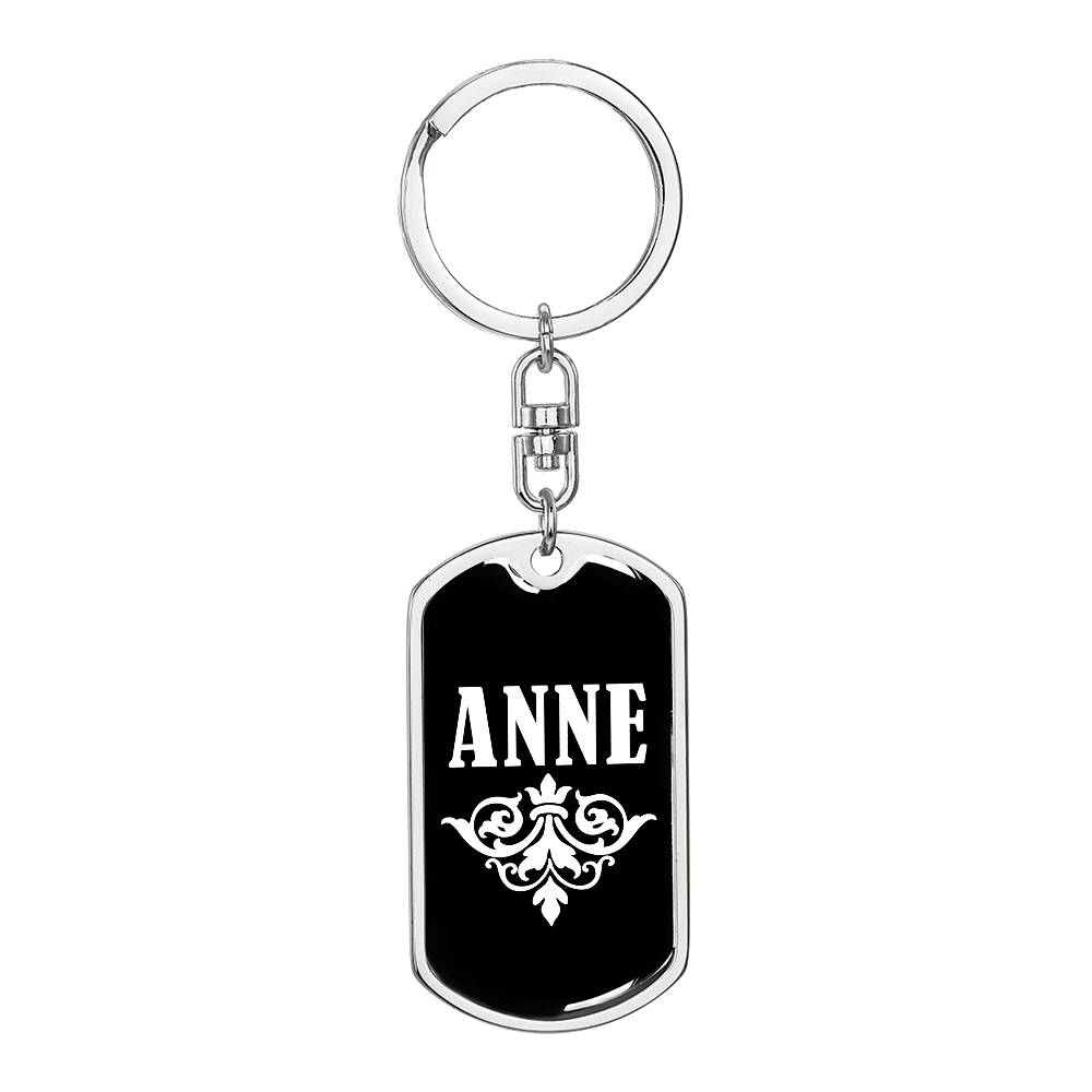 Anne v03a - Luxury Dog Tag Keychain