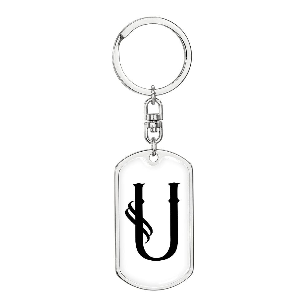Initial U v001-14 - Luxury Dog Tag Keychain