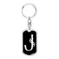 Initial J v001-13 - Luxury Dog Tag Keychain
