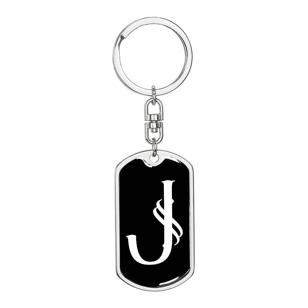 Initial J v001-13 - Luxury Dog Tag Keychain