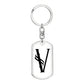Initial V v001-14 - Luxury Dog Tag Keychain