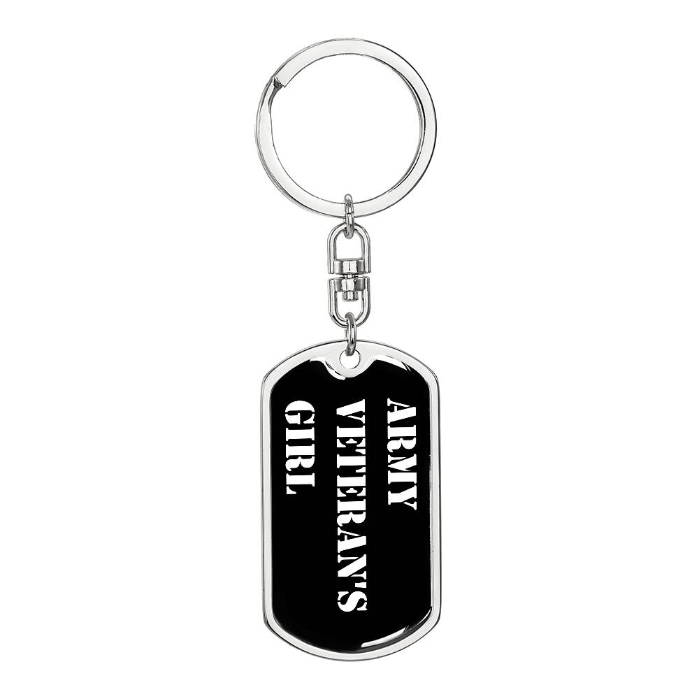 Army Veteran's Girl v3 - Luxury Dog Tag Keychain
