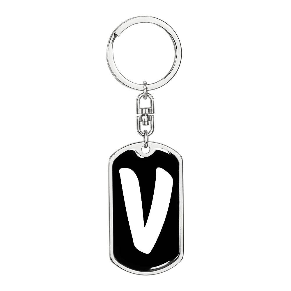 Initial V v3b - Luxury Dog Tag Keychain