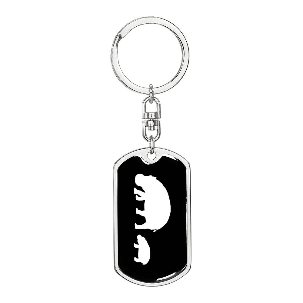 Mama Hippo With 1 Calf v3 - Luxury Dog Tag Keychain
