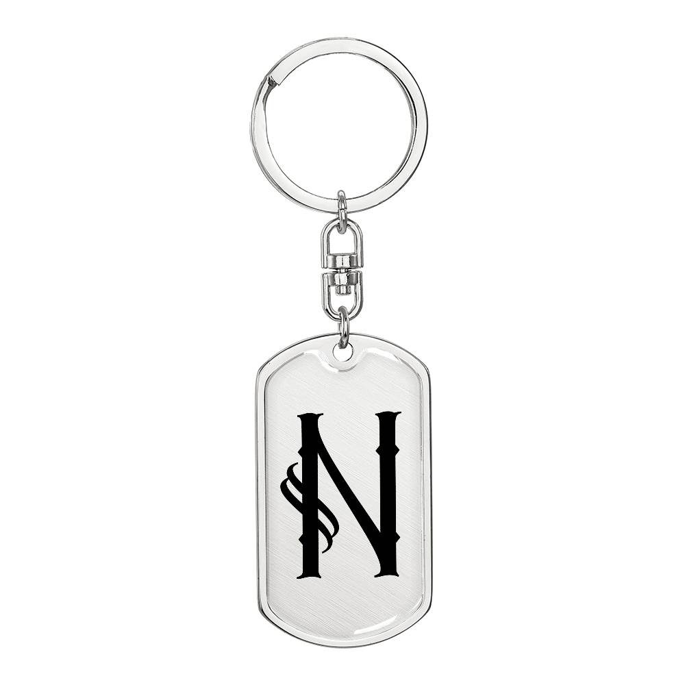 Initial N v001-11 - Luxury Dog Tag Keychain