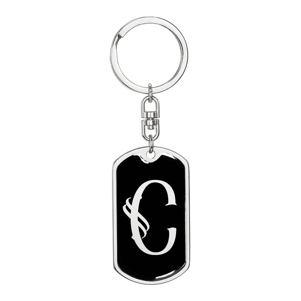 Initial C v001-12 - Luxury Dog Tag Keychain