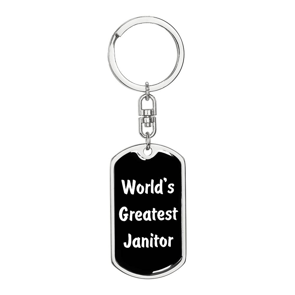 World's Greatest Janitor v3 - Luxury Dog Tag Keychain