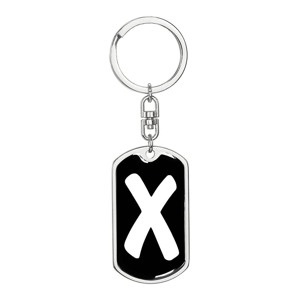 Initial X v3b - Luxury Dog Tag Keychain