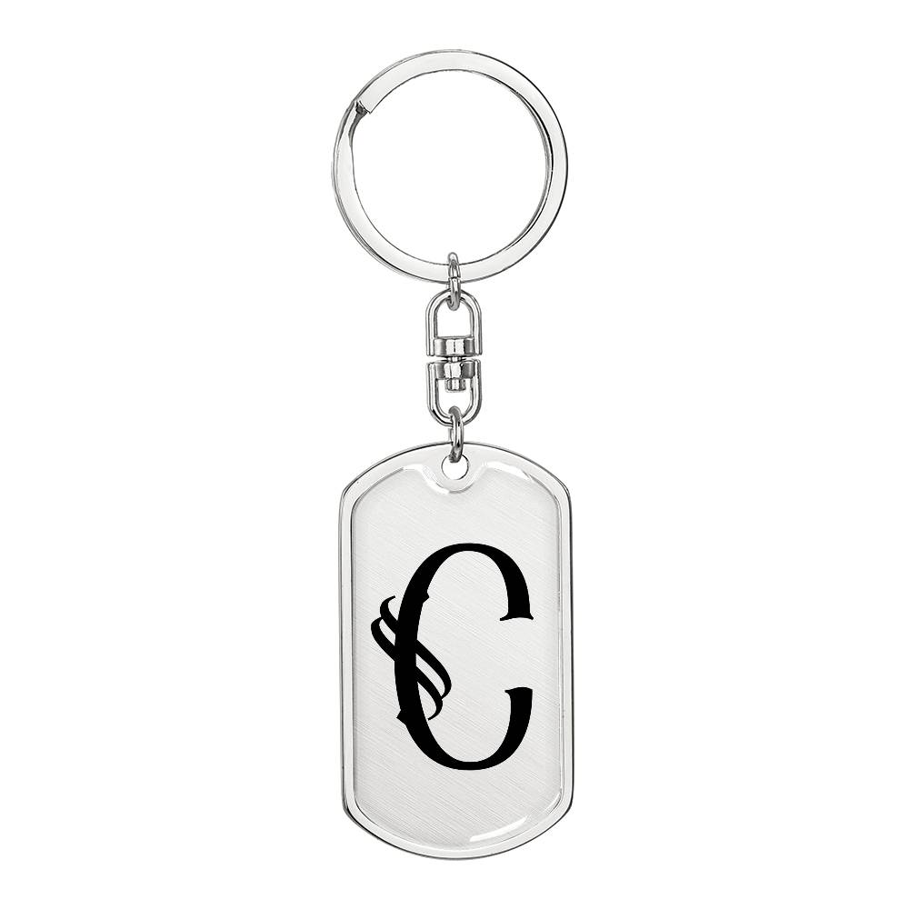 Initial C v001-11 - Luxury Dog Tag Keychain