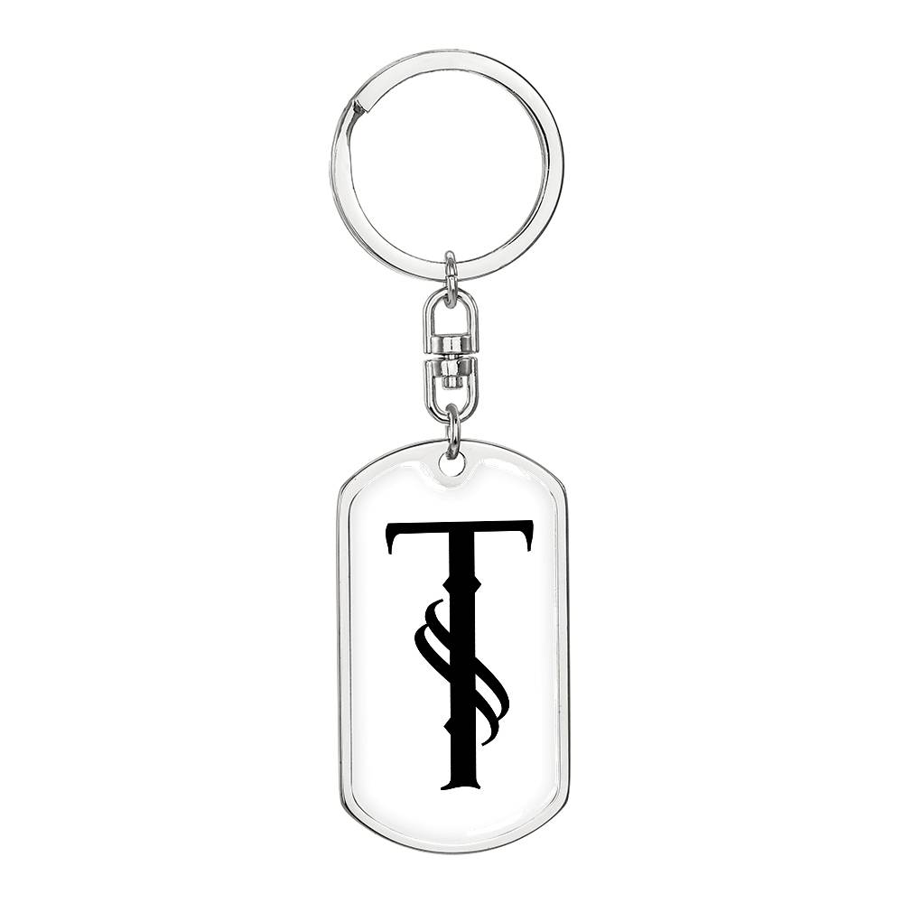 Initial T v001-14 - Luxury Dog Tag Keychain
