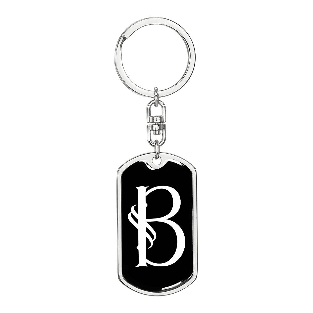 Initial B v001-13 - Luxury Dog Tag Keychain