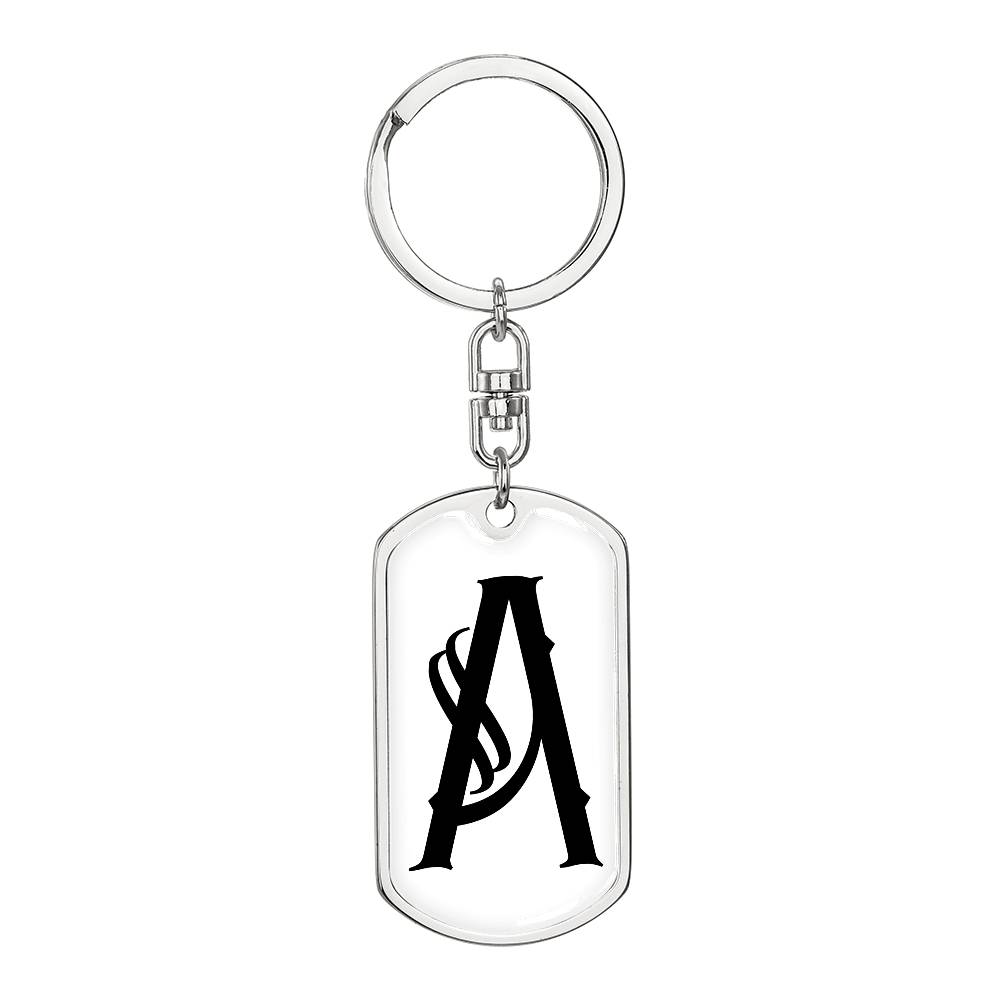 Initial A v001-14 - Luxury Dog Tag Keychain