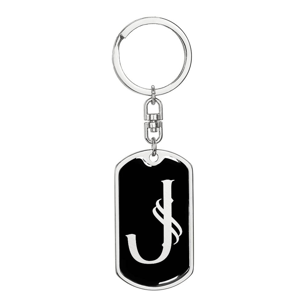 Initial J v001-12 - Luxury Dog Tag Keychain